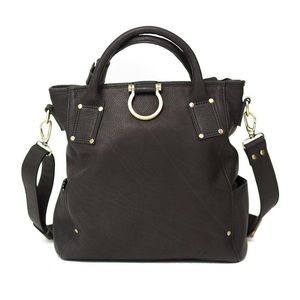 Sapahn Black Leather Crossbody Bag